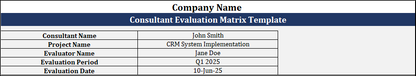 Consultant Evaluation Matrix Template
