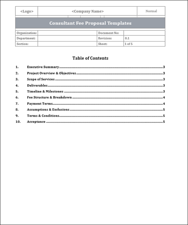 Consultant Fee Proposal Template Free Download Consultant Docs