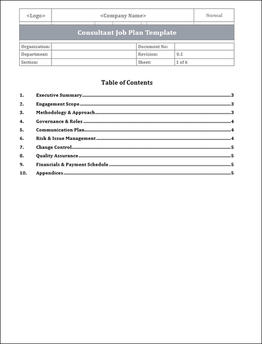 FREE Consultant Job Plan Template