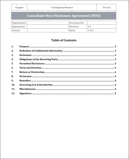 FREE Consultant Non-Disclosure Agreement (NDA) Template