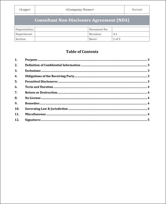 FREE Consultant Non-Disclosure Agreement (NDA) Template