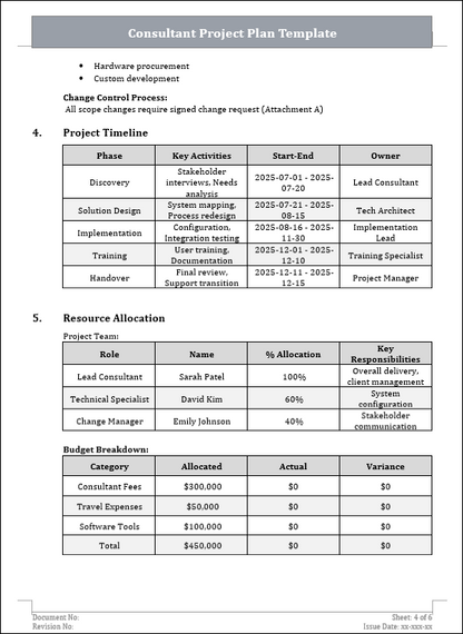 Consultant Project Plan Template 