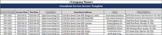 FREE Consultant Service Invoice Template

