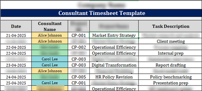 FREE Consultant Timesheet Template