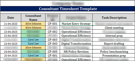 FREE Consultant Timesheet Template
