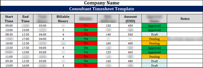 FREE Consultant Timesheet Template
