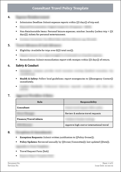 FREE Consultant Travel Policy Template