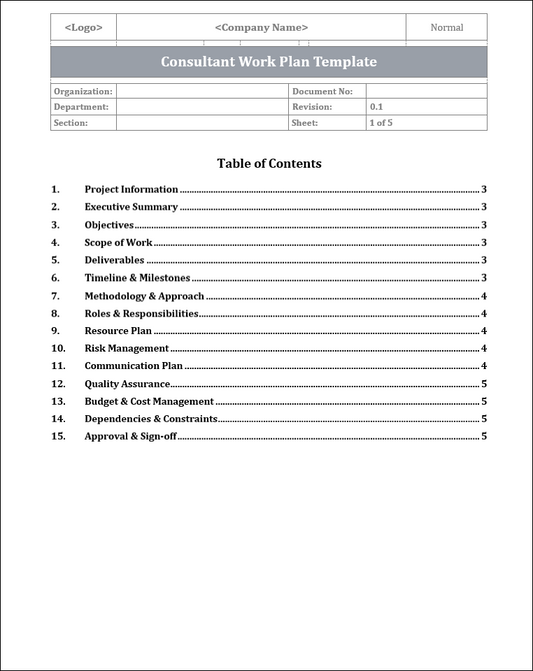 FREE Consultant Work Plan Template