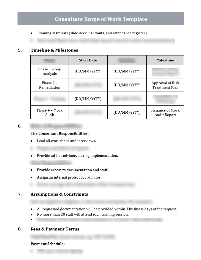 Consultant Scope of Work Template Free Download