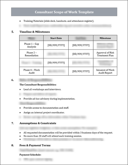 Consultant Scope of Work Template Free Download