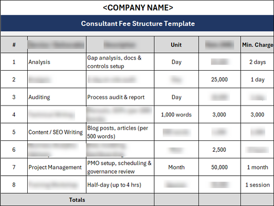 Consultant Fee Structure Template Free Download