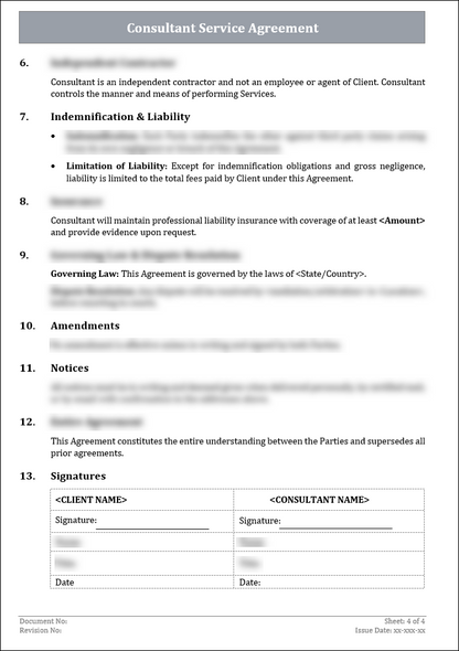 FREE Consultant Service Agreement