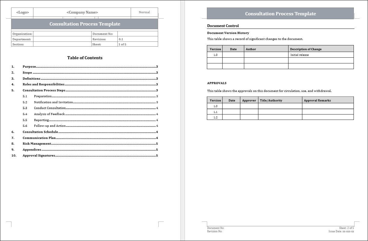 Consultation Process Template Free Download 