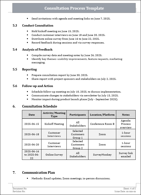 Consultation Process Template Free Download 