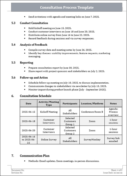 Consultation Process Template Free Download 