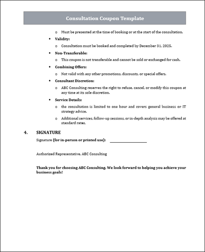 Consultation Coupon Template Free Download