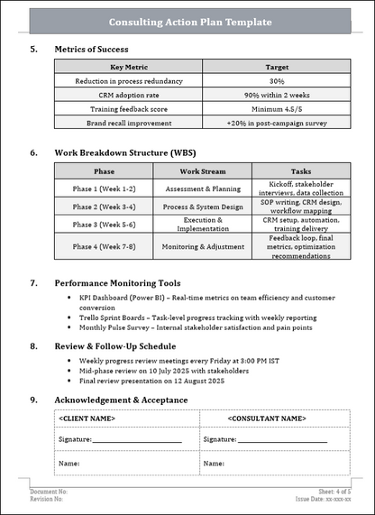 Consulting Action Plan Template