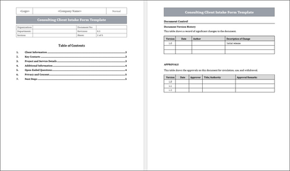 Consulting Client Intake Form Template Free Download