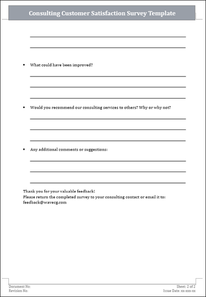 Consulting Customer Satisfaction Survey Template
