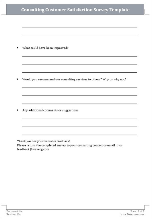 Consulting Customer Satisfaction Survey Template
