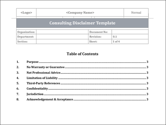 Consulting Disclaimer Template Free Download
