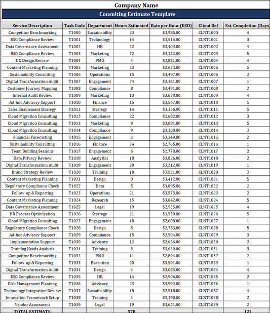 Consulting Estimate Template
