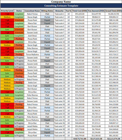 Consulting Estimate Template
