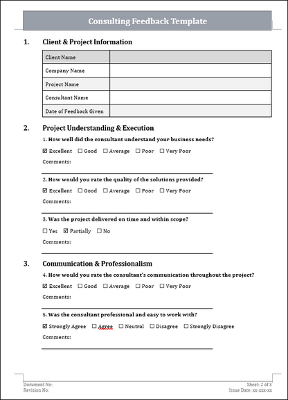 Consulting Feedback Template Free Download