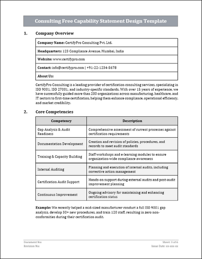 Consulting Free Capability Statement Design Template Free Download