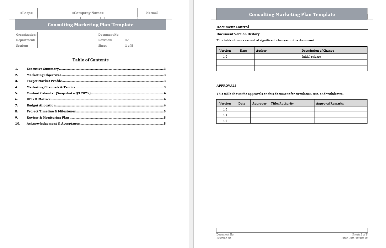 Consulting Marketing Plan Template