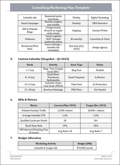 Consulting Marketing Plan Template