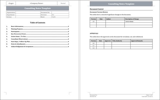 Consulting Notes Template Free Download