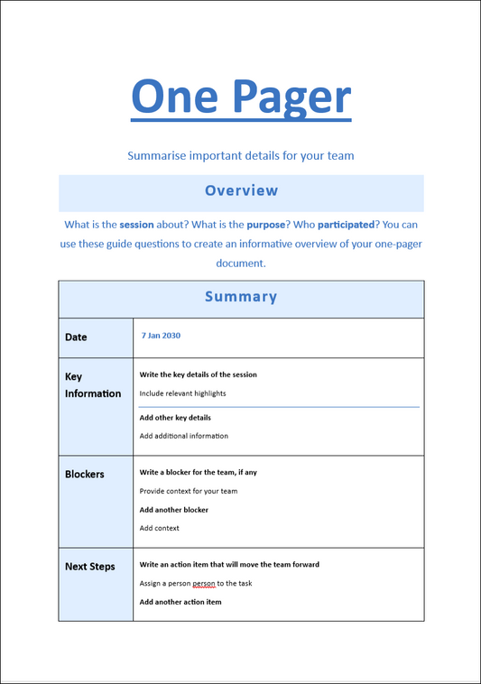 Consulting One-Pager Template Free Download