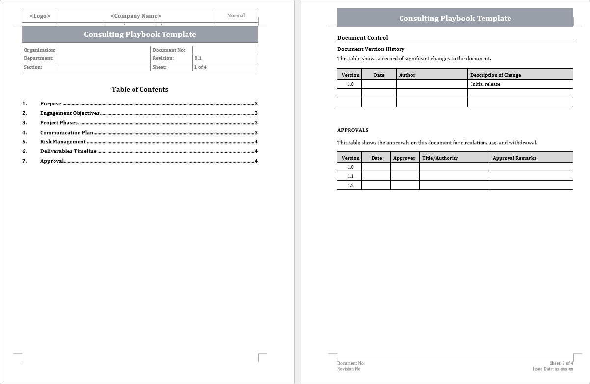 Consulting Playbook Template Free Download 