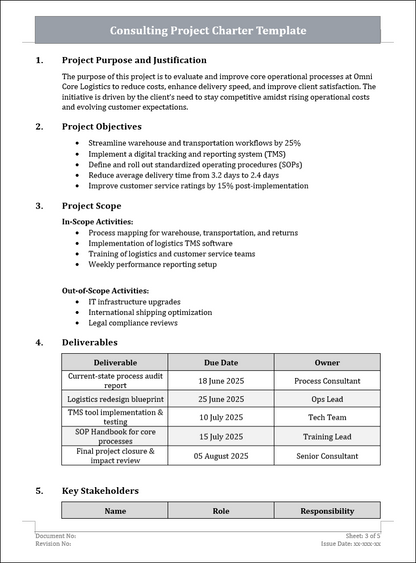 Consulting Project Charter Template