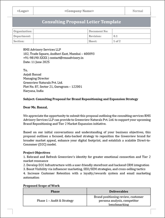 Consulting Proposal Letter
