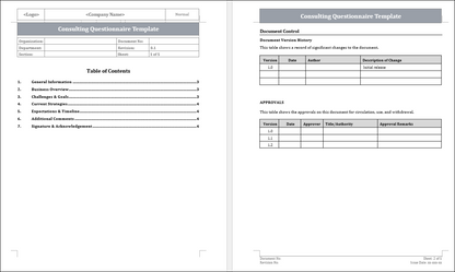 Consulting Questionnaire Template