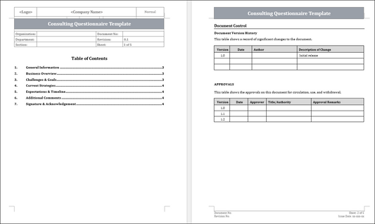 Consulting Questionnaire Template