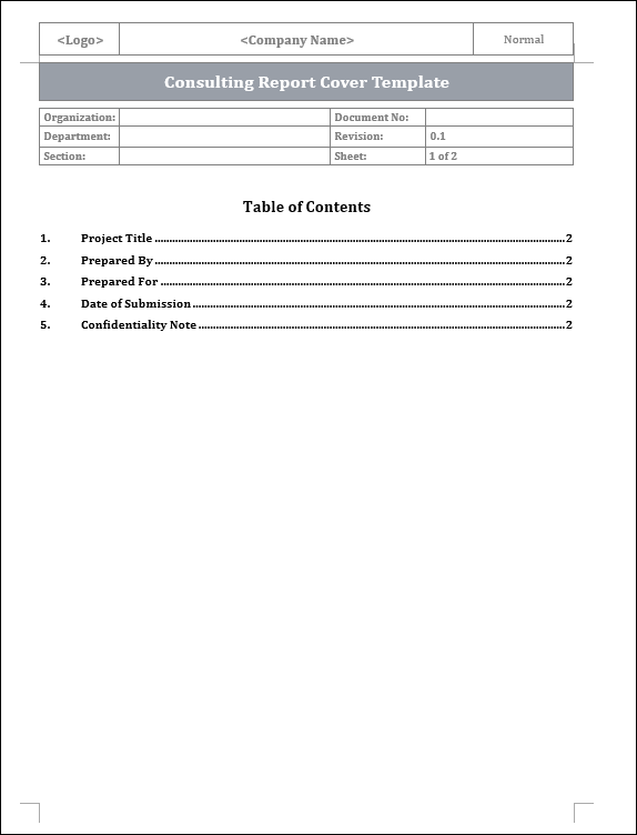 Consulting Report Cover Template
