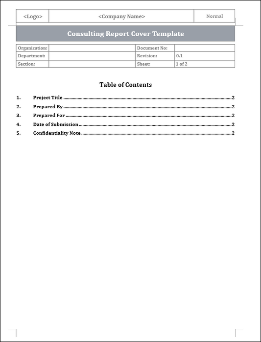 Consulting Report Cover Template
