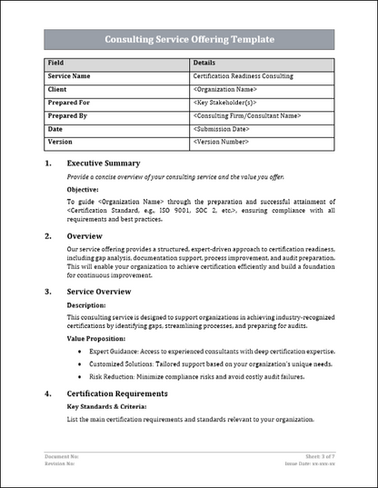 Consulting Service Offering Template Free Download