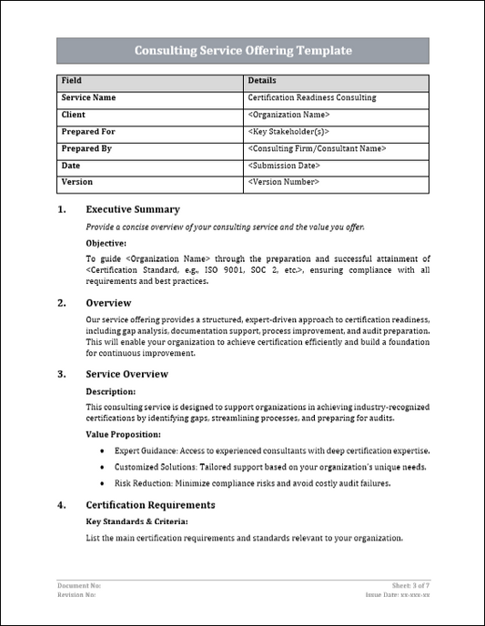 Consulting Service Offering Template Free Download