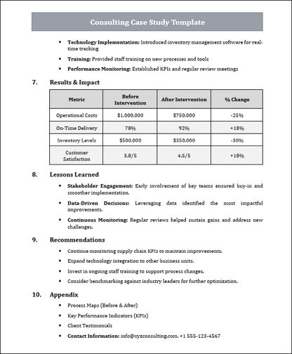 Consulting Case Study Template Free Download
