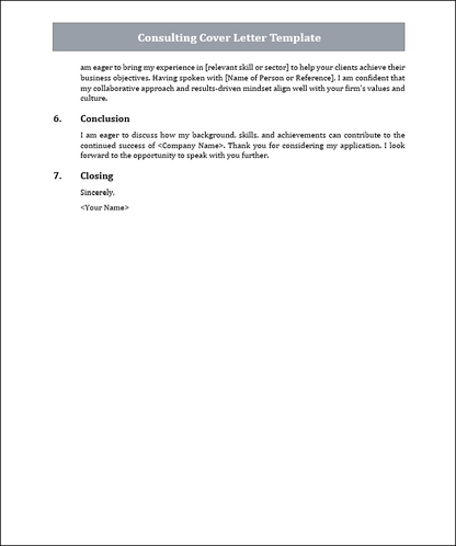 Consulting Cover Letter Template Free Download