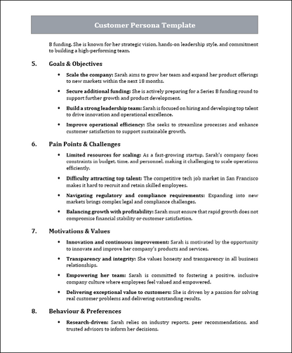 Customer Persona Template Free Download