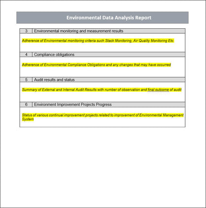 Environment data analysis report, Environment data analysis