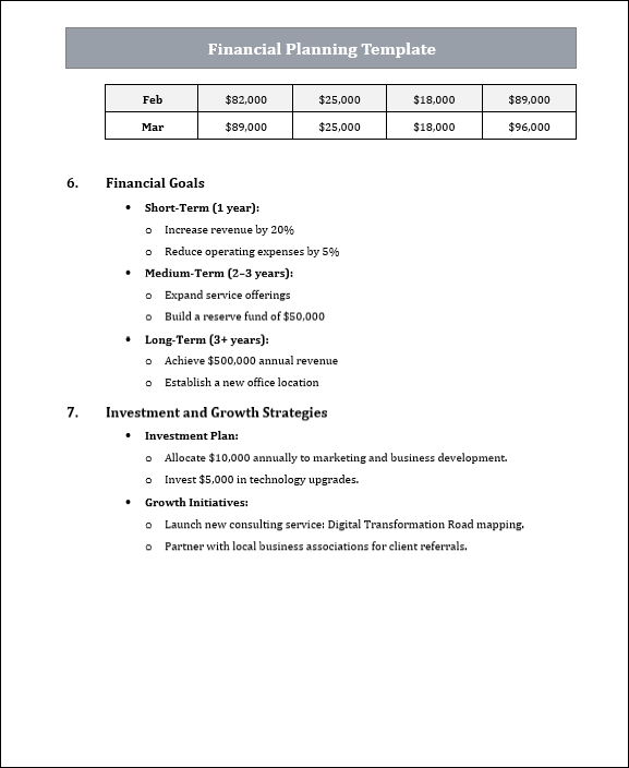 Financial Planning Templates Free Download