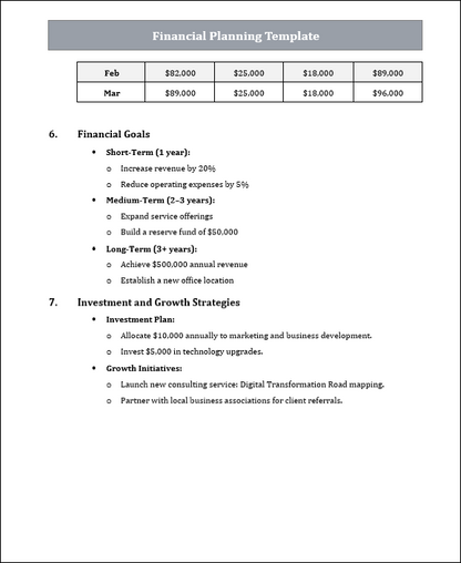 Financial Planning Templates Free Download