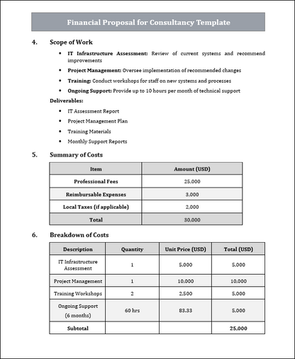 Financial Proposal for Consultancy Template Free Download