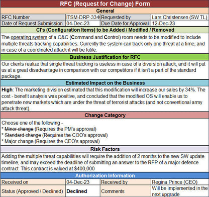 RFC, Request for change, Request for change form, RFC Form